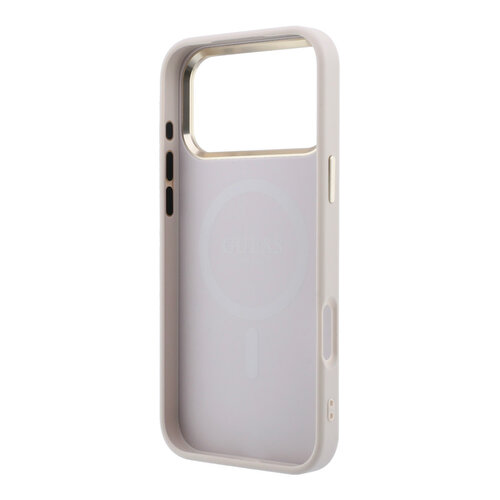 Guess Guess iPhone 17 Pro Max/iPhone 18 Pro Max Hartschalenhülle MagSafe PU geprägtes Pfingstrosenmotiv - Rosa