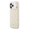 Guess Guess iPhone 17 Pro Max/iPhone 18 Pro Max Hartschalenhülle MagSafe PU geprägtes Pfingstrosenmotiv und Schriftlogo - Beige