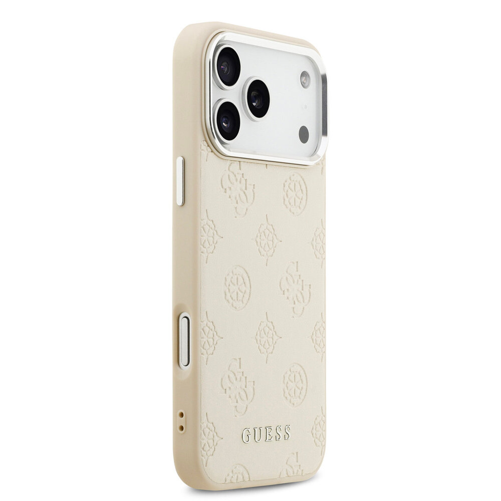 Guess Guess iPhone 17 Pro Max Back cover coque - HC Magsafe PU With Peony Hot Stamp Script - Beige Guess Guess iPhone 17 Pro Max Back cover coque - HC Magsafe PU With Peony Hot Stamp Script - Beige
