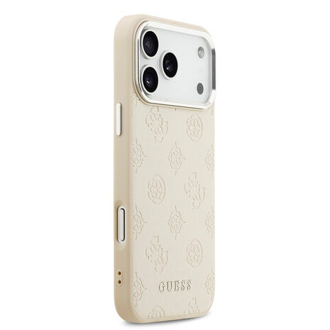 Guess Guess iPhone 17 Pro Max Back-Cover hul - HC Magsafe PU With Peony Hot Stamp Script - Beige Guess Guess iPhone 17 Pro Max Back-Cover hul - HC Magsafe PU With Peony Hot Stamp Script - Beige