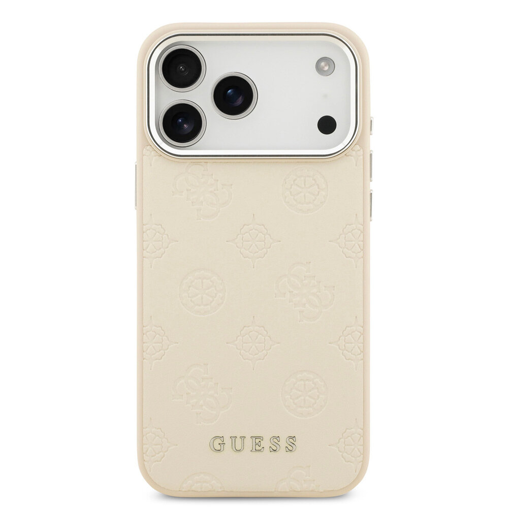 Guess Guess iPhone 17 Pro Max Back-Cover hul - HC Magsafe PU With Peony Hot Stamp Script - Beige Guess Guess iPhone 17 Pro Max Back-Cover hul - HC Magsafe PU With Peony Hot Stamp Script - Beige