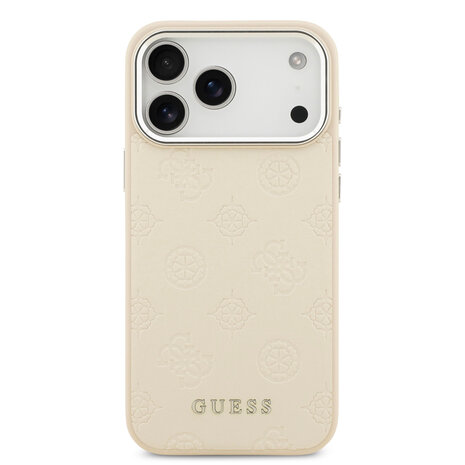 Guess Guess iPhone 17 Pro Max Back-Cover hul - HC Magsafe PU With Peony Hot Stamp Script - Beige Guess Guess iPhone 17 Pro Max Back-Cover hul - HC Magsafe PU With Peony Hot Stamp Script - Beige