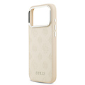 Guess Guess iPhone 17 Pro Max/iPhone 18 Pro Max Hartschalenhülle MagSafe PU geprägtes Pfingstrosenmotiv und Schriftlogo - Beige