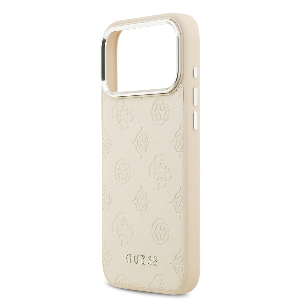 Guess Guess iPhone 17 Pro Max Back cover case - HC Magsafe PU With Peony Hot Stamp Script - Beige Guess Guess iPhone 17 Pro Max Back cover case - HC Magsafe PU With Peony Hot Stamp Script - Beige