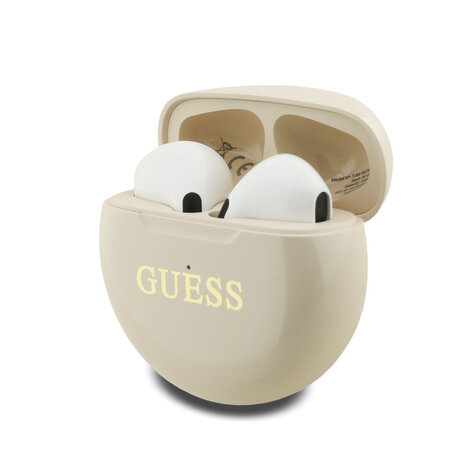 Guess Guess Earplugs - TWS Small Round Gold Classic Logo Print - Beige Guess Guess Earplugs - TWS Small Round Gold Classic Logo Print - Beige