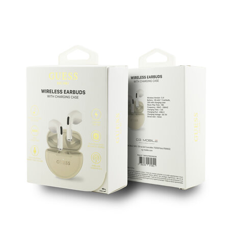 Guess Guess Earplugs - TWS Small Round Gold Classic Logo Print - Beige Guess Guess Earplugs - TWS Small Round Gold Classic Logo Print - Beige