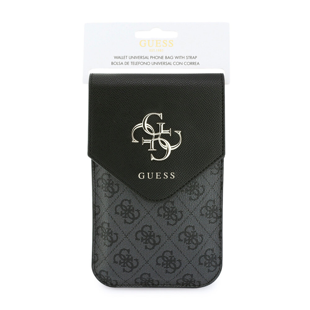 Guess Guess Telefoontas - Phone Pouch Grained PU With4G & Classic Logos - Zwart Guess Guess Telefoontas - Phone Pouch Grained PU With4G & Classic Logos - Zwart