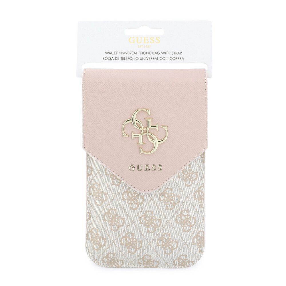 Guess Guess Telefoontas - Phone Pouch Grained PU With4G & Classic Logos - Roze Guess Guess Telefoontas - Phone Pouch Grained PU With4G & Classic Logos - Roze