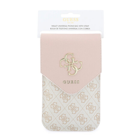 Guess Guess Wallet Bag - Phone Pouch Grained PU With4G & Classic Logos - Pink