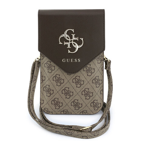 Guess Guess Telefoontas - Phone Pouch Grained PU With4G & Classic Logos - Bruin Guess Guess Telefoontas - Phone Pouch Grained PU With4G & Classic Logos - Bruin