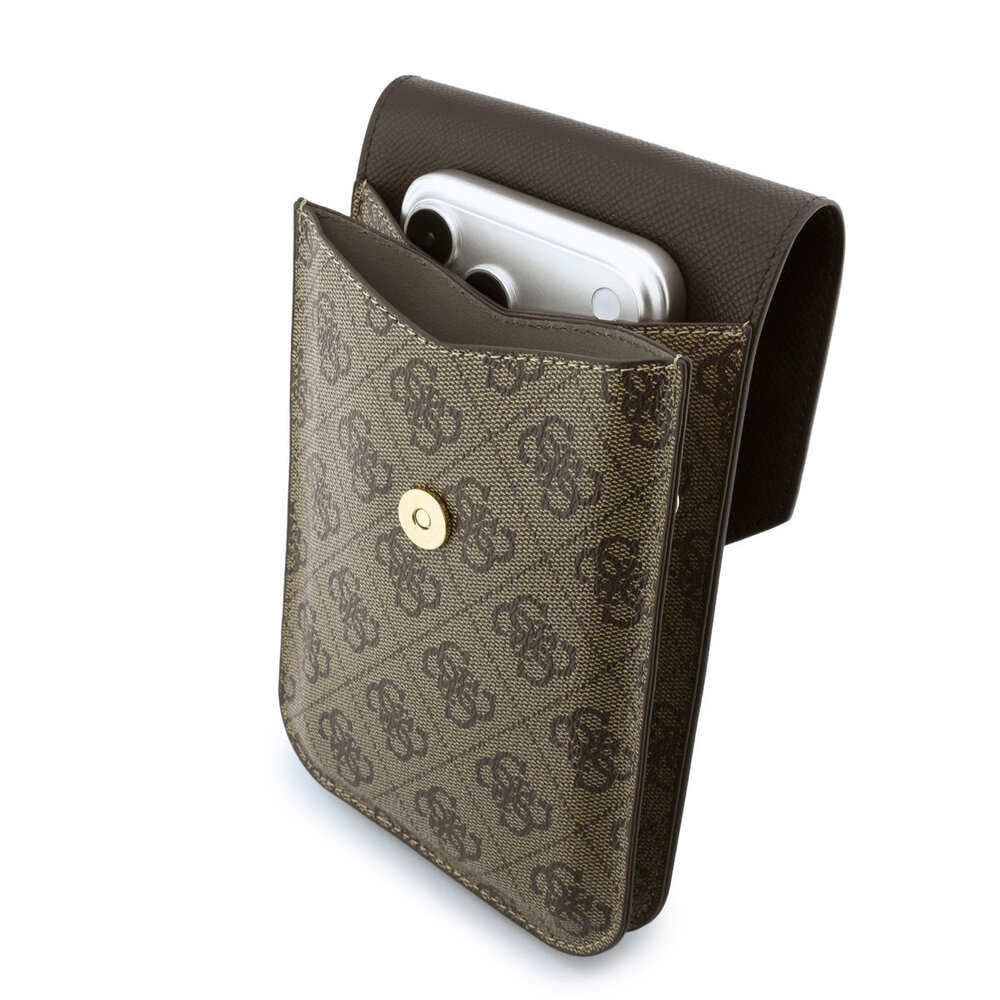 Guess Guess Wallet Bag - Phone Pouch Grained PU With4G & Classic Logos - Brown