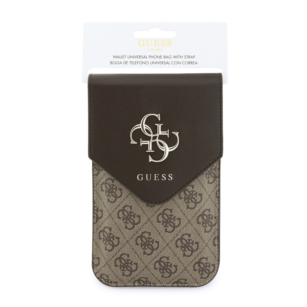 Guess Guess Wallet Bag - Phone Pouch Grained PU With4G & Classic Logos - Brown