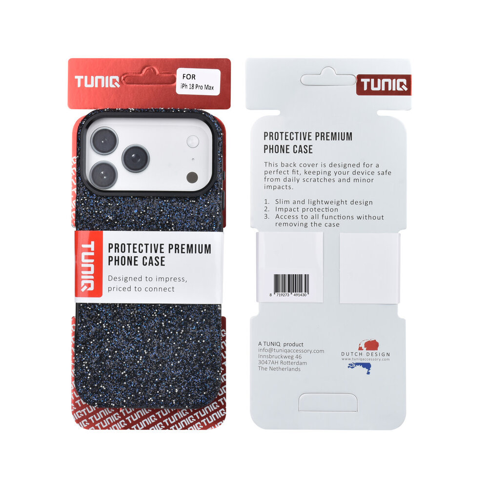 TUNIQ TUNIQ iPhone 18 Pro Max Back-Cover hul - Glitter Magsafe TPU+PC - Schwarz TUNIQ TUNIQ iPhone 18 Pro Max Back-Cover hul - Glitter Magsafe TPU+PC - Schwarz