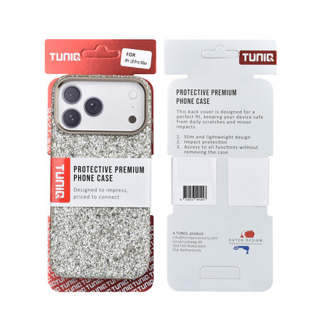 TUNIQ TUNIQ iPhone 18 Pro Max Back-Cover hul - Glitter Magsafe TPU+PC - Silber TUNIQ TUNIQ iPhone 18 Pro Max Back-Cover hul - Glitter Magsafe TPU+PC - Silber