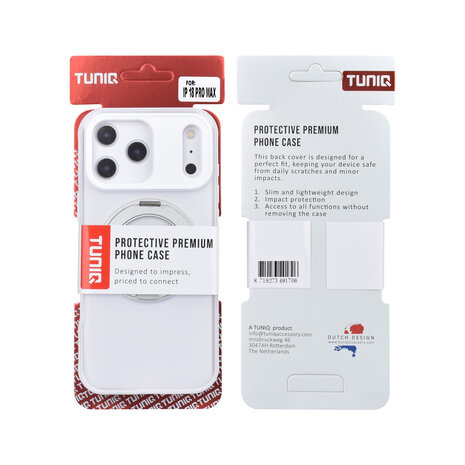 TUNIQ TUNIQ iPhone 18 Pro Max Backcover hoesje - 360 rotation stand MagSafe - Wit