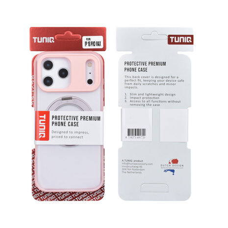 TUNIQ TUNIQ iPhone 18 Pro Max Back-Cover hul - 360 rotation stand MagSafe - Rosa TUNIQ TUNIQ iPhone 18 Pro Max Back-Cover hul - 360 rotation stand MagSafe - Rosa