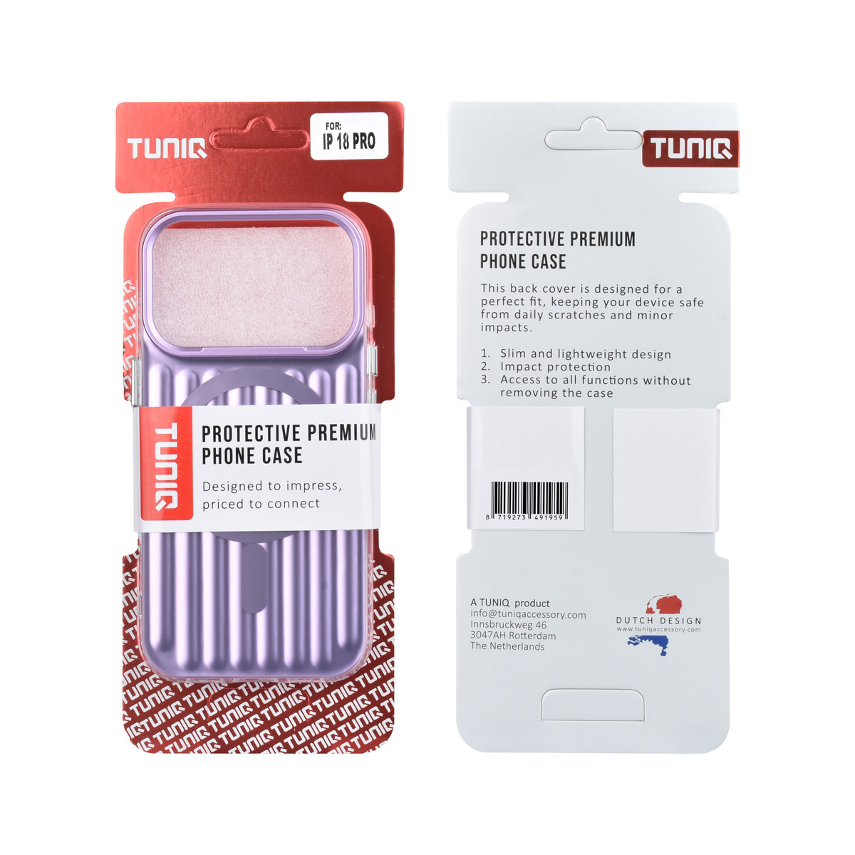 TUNIQ TUNIQ iPhone 18 Pro Backcover hoesje - luggage IMD MagSafe - Paars, foto 3 van 4