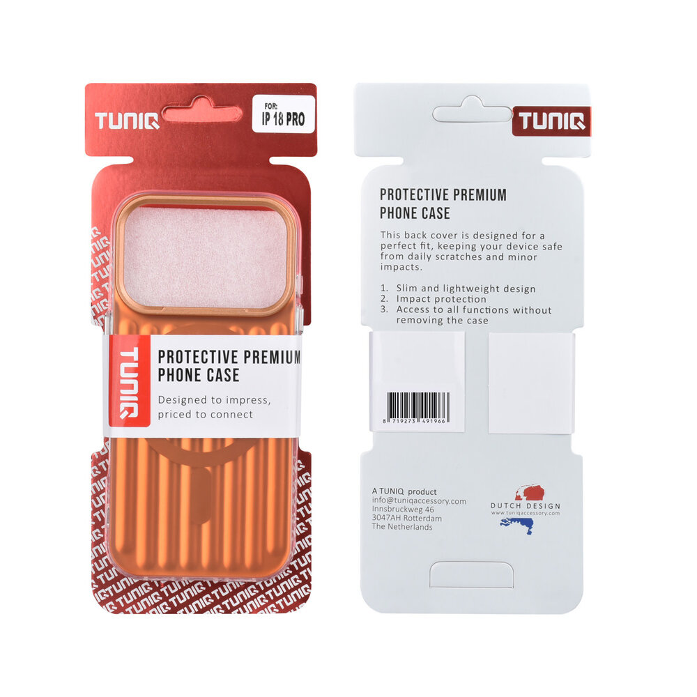TUNIQ TUNIQ iPhone 18 Pro Back-Cover hul - luggage IMD MagSafe - Orange TUNIQ TUNIQ iPhone 18 Pro Back-Cover hul - luggage IMD MagSafe - Orange