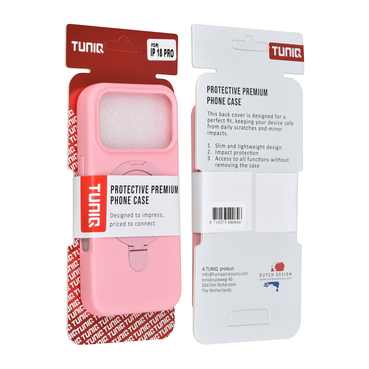 TUNIQ TUNIQ iPhone 18 Pro Backcover hoesje - Back cover case TPU - Roze, foto 3 van 4