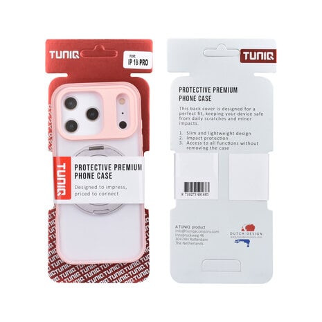 TUNIQ TUNIQ iPhone 18 Pro Back-Cover hul - 360 rotation stand MagSafe - Rosa TUNIQ TUNIQ iPhone 18 Pro Back-Cover hul - 360 rotation stand MagSafe - Rosa