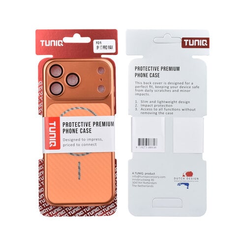 TUNIQ TUNIQ iPhone 17 Pro Max/iPhone 18 Pro Max Handyhülle MagSafe PC mit Fasermuster - Orange
