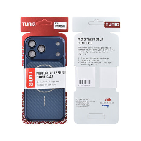 TUNIQ TUNIQ iPhone 17 Pro Max Back cover case - Magsafe With fiber pattern PC - Blue