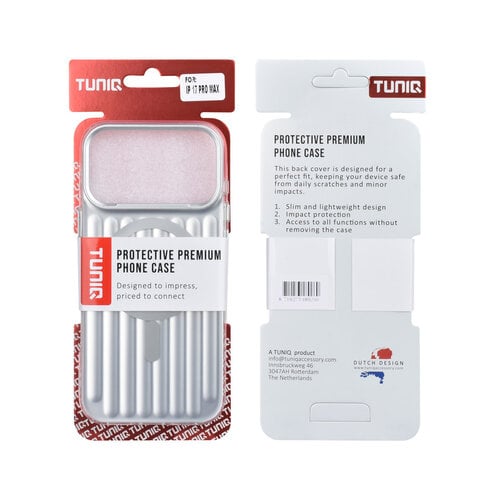 TUNIQ TUNIQ iPhone 17 Pro Max/iPhone 18 Pro Max Handyhülle MagSafe IMD-Kofferdesign - Silber