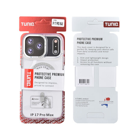TUNIQ TUNIQ iPhone 17 Pro Max Back cover case - Diamond MagSafe TPU+PC - Grey TUNIQ TUNIQ iPhone 17 Pro Max Back cover case - Diamond MagSafe TPU+PC - Grey