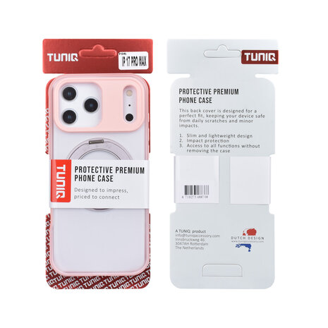TUNIQ TUNIQ iPhone 17 Pro Max Back-Cover hul - 360 rotation stand MagSafe - Rosa TUNIQ TUNIQ iPhone 17 Pro Max Back-Cover hul - 360 rotation stand MagSafe - Rosa