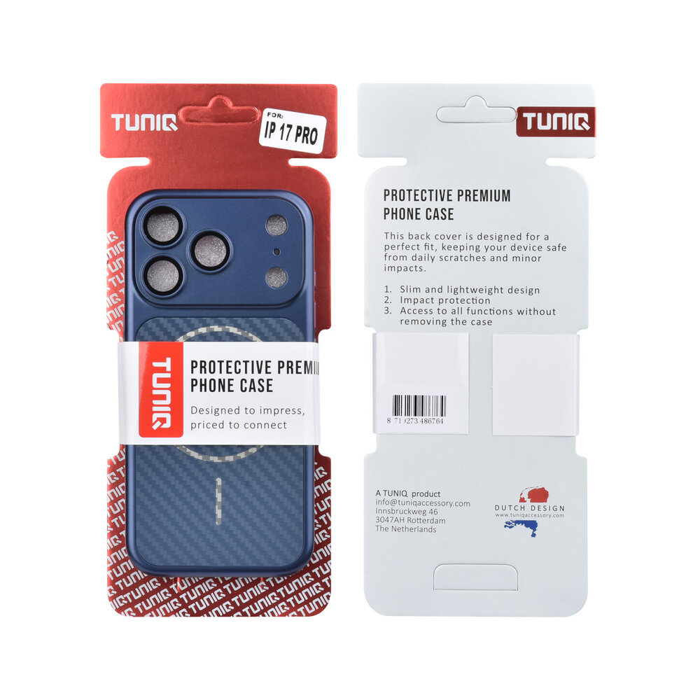 TUNIQ TUNIQ iPhone 17 Pro Back cover case - Magsafe With fiber pattern PC - Blue TUNIQ TUNIQ iPhone 17 Pro Back cover case - Magsafe With fiber pattern PC - Blue