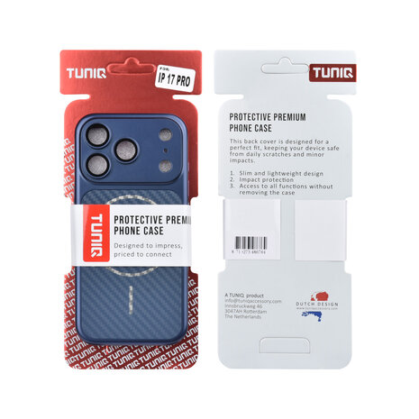 TUNIQ TUNIQ iPhone 17 Pro Backcover hoesje - Magsafe With fiber pattern PC - Blauw TUNIQ TUNIQ iPhone 17 Pro Backcover hoesje - Magsafe With fiber pattern PC - Blauw