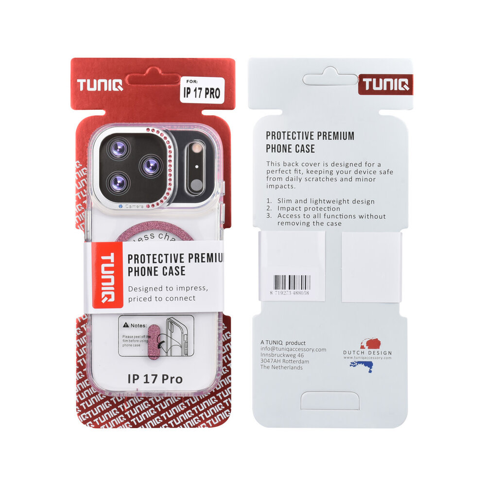 TUNIQ TUNIQ iPhone 17 Pro Back-Cover hul - Diamond MagSafe TPU+PC - Rosa