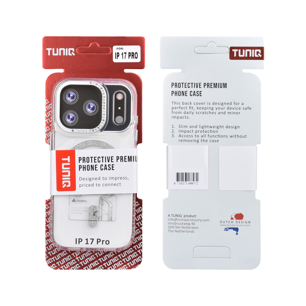TUNIQ TUNIQ iPhone 17 Pro Back cover case - Diamond MagSafe TPU+PC - Grey TUNIQ TUNIQ iPhone 17 Pro Back cover case - Diamond MagSafe TPU+PC - Grey