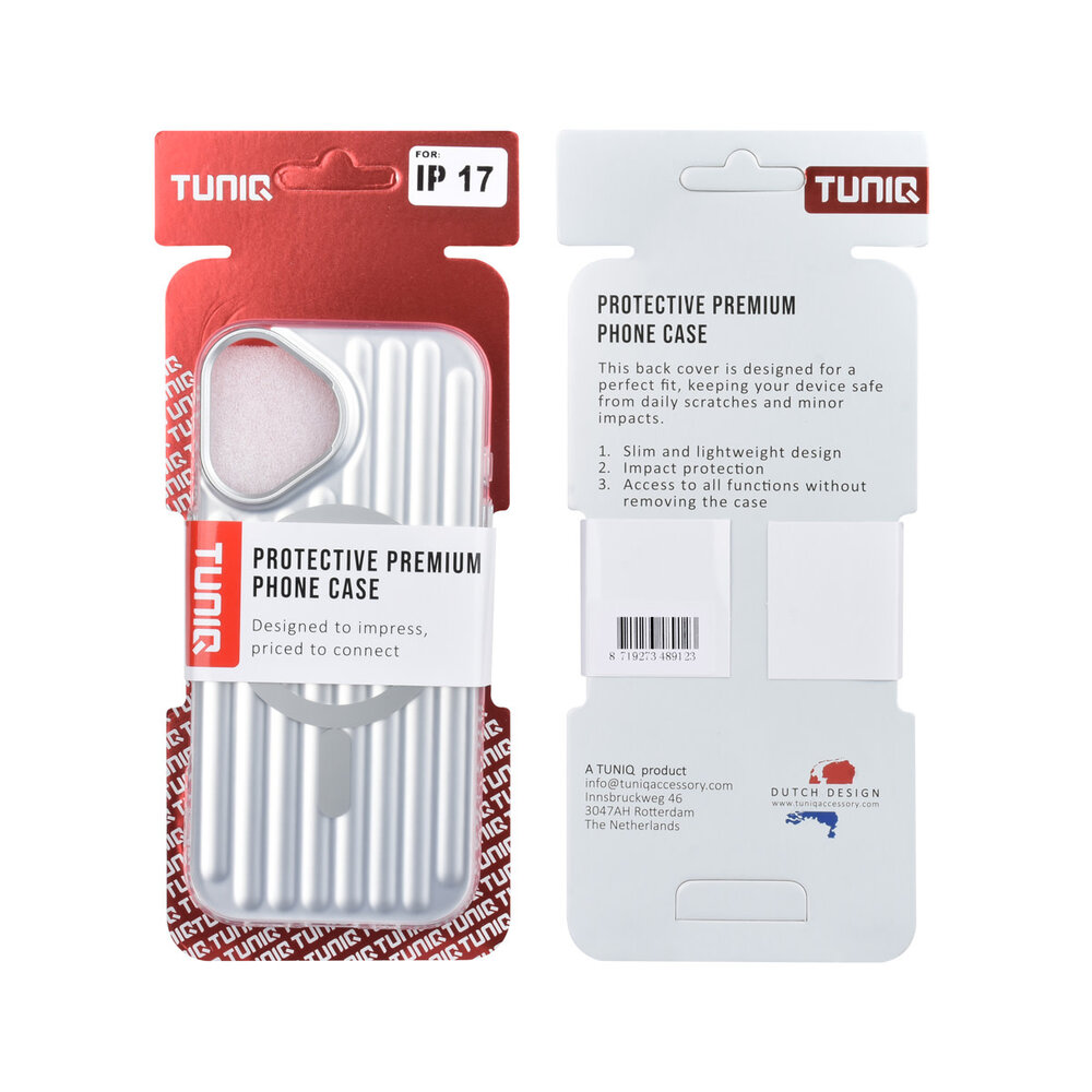 TUNIQ TUNIQ iPhone 17 Back-Cover hul - luggage IMD MagSafe - Silber TUNIQ TUNIQ iPhone 17 Back-Cover hul - luggage IMD MagSafe - Silber