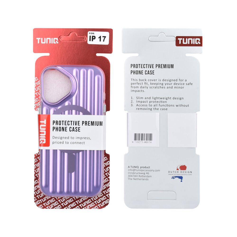 TUNIQ TUNIQ iPhone 17 Back-Cover hul - luggage IMD MagSafe - Lila TUNIQ TUNIQ iPhone 17 Back-Cover hul - luggage IMD MagSafe - Lila