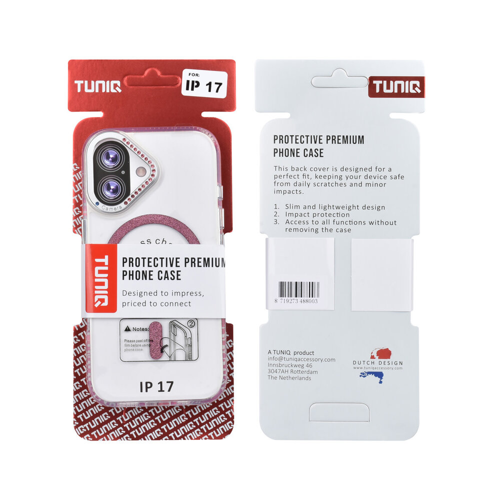 TUNIQ TUNIQ iPhone 17 Back-Cover hul - Diamond MagSafe TPU+PC - Rosa TUNIQ TUNIQ iPhone 17 Back-Cover hul - Diamond MagSafe TPU+PC - Rosa