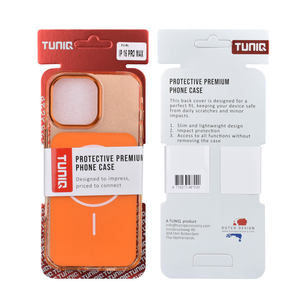 TUNIQ TUNIQ iPhone 16 Pro Max Back cover case - MagSafe glossy PC - Orange TUNIQ TUNIQ iPhone 16 Pro Max Back cover case - MagSafe glossy PC - Orange