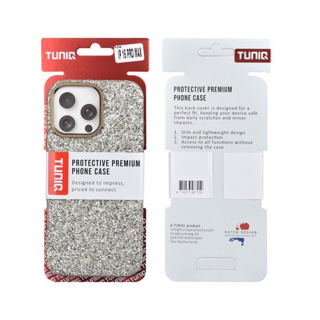 TUNIQ TUNIQ iPhone 16 Pro Max Backcover hoesje - Glitter Magsafe TPU+PC - Zilver TUNIQ TUNIQ iPhone 16 Pro Max Backcover hoesje - Glitter Magsafe TPU+PC - Zilver
