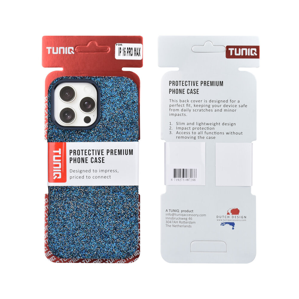 TUNIQ TUNIQ iPhone 16 Pro Max Backcover hoesje - Glitter Magsafe TPU+PC - Blauw TUNIQ TUNIQ iPhone 16 Pro Max Backcover hoesje - Glitter Magsafe TPU+PC - Blauw