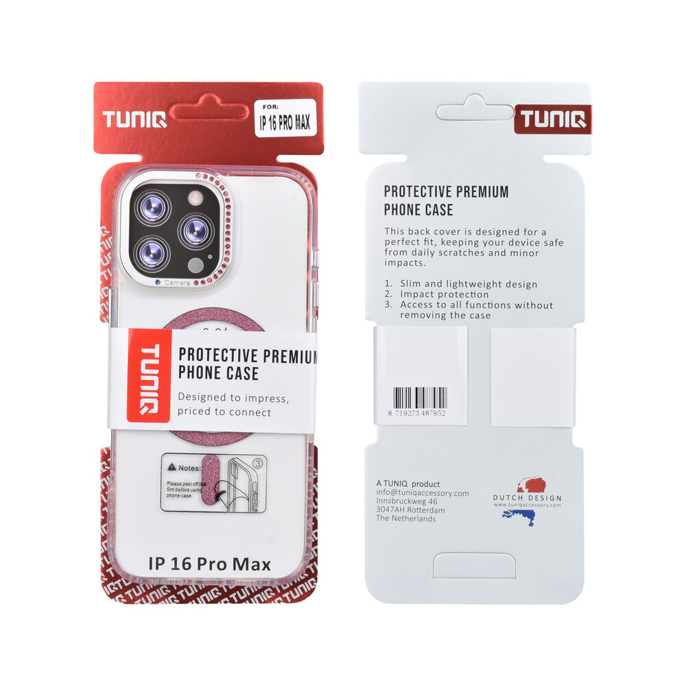 TUNIQ TUNIQ iPhone 16 Pro Max Back-Cover hul - Diamond MagSafe TPU+PC - Rosa TUNIQ TUNIQ iPhone 16 Pro Max Back-Cover hul - Diamond MagSafe TPU+PC - Rosa