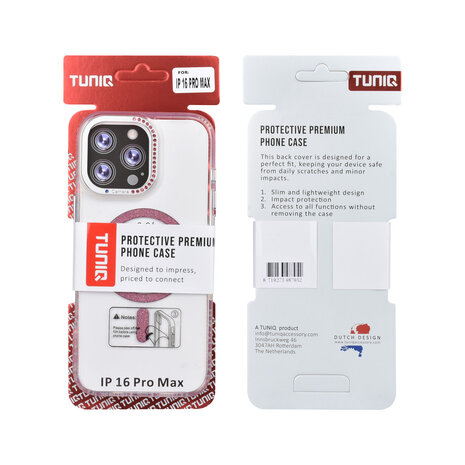 TUNIQ TUNIQ iPhone 16 Pro Max Backcover hoesje - Diamond MagSafe TPU+PC - Roze