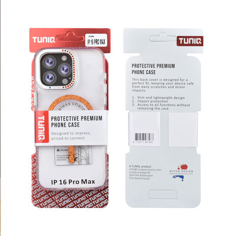 TUNIQ TUNIQ iPhone 16 Pro Max Back-Cover hul - Diamond MagSafe TPU+PC - Orange TUNIQ TUNIQ iPhone 16 Pro Max Back-Cover hul - Diamond MagSafe TPU+PC - Orange