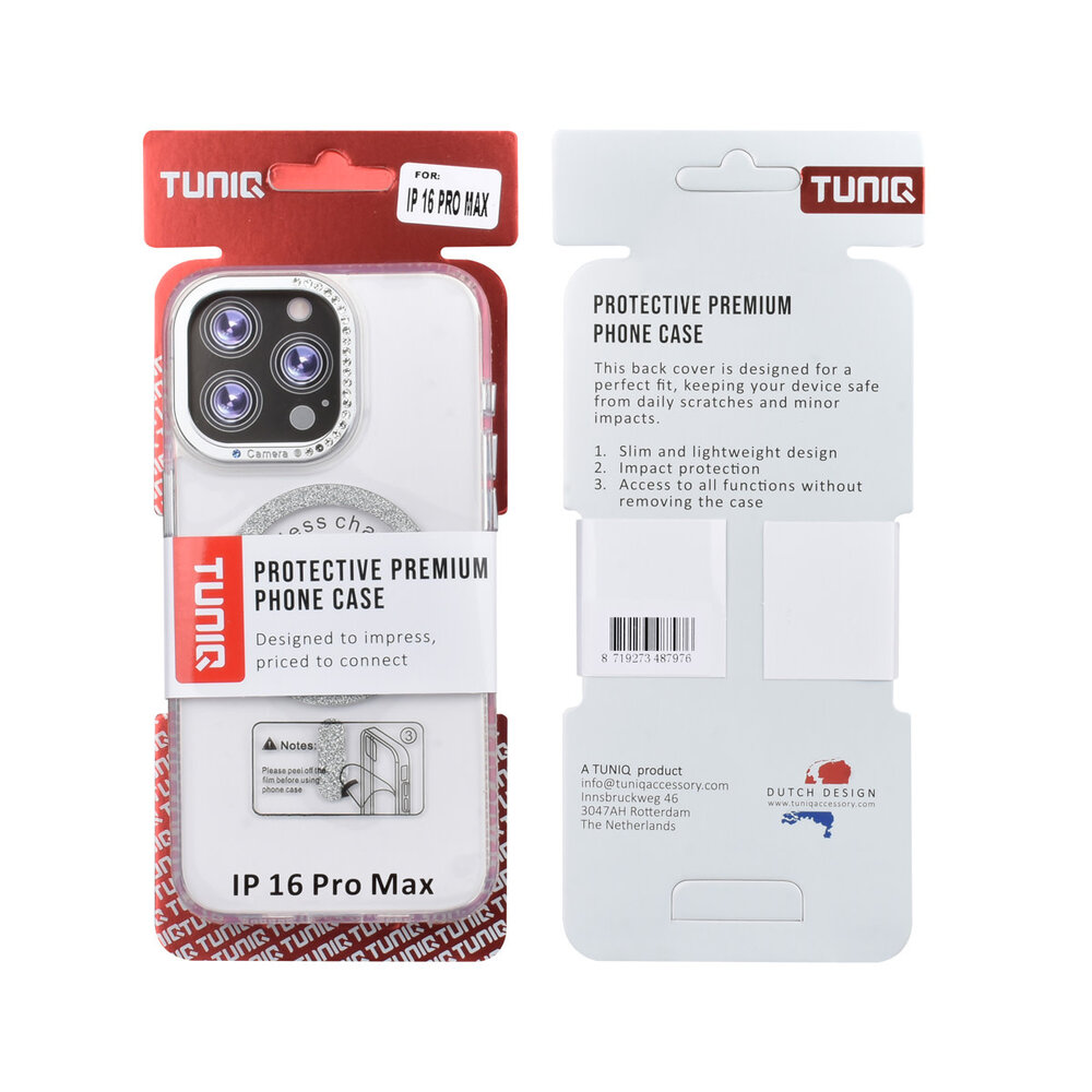 TUNIQ TUNIQ iPhone 16 Pro Max Back-Cover hul - Diamond MagSafe TPU+PC - Grau TUNIQ TUNIQ iPhone 16 Pro Max Back-Cover hul - Diamond MagSafe TPU+PC - Grau