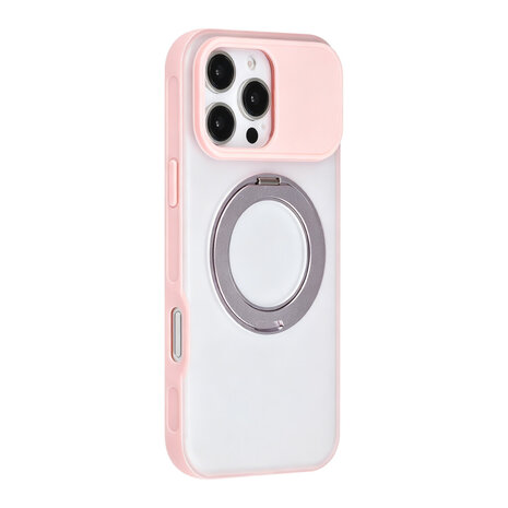 TUNIQ TUNIQ iPhone 16 Pro Max Back-Cover hul - 360 rotation stand MagSafe - Rosa