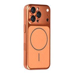 TUNIQ iPhone 16 Pro Back cover coque - Magsafe With fiber pattern PC - Orange