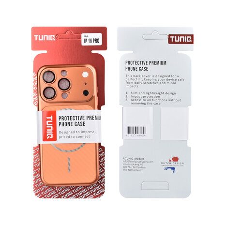 TUNIQ TUNIQ iPhone 16 Pro Back cover case - Magsafe With fiber pattern PC - Orange TUNIQ TUNIQ iPhone 16 Pro Back cover case - Magsafe With fiber pattern PC - Orange