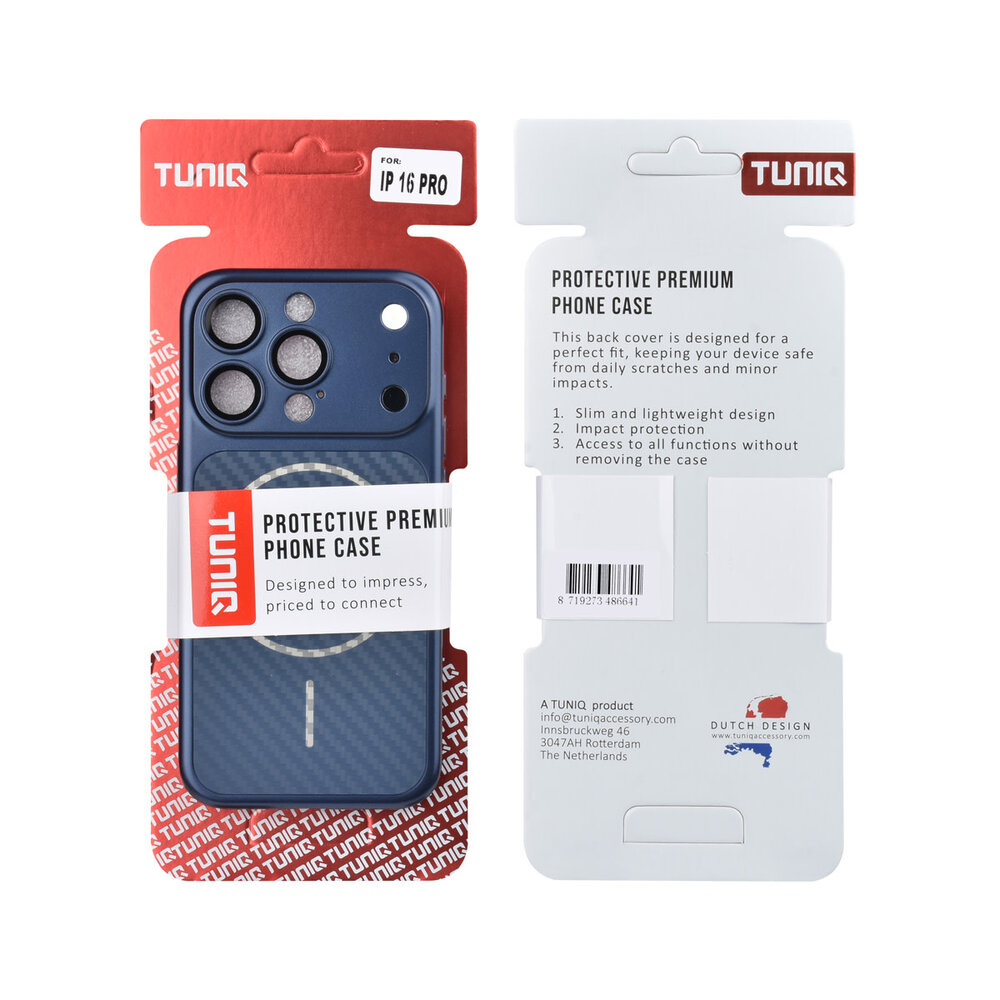 TUNIQ TUNIQ iPhone 16 Pro Back cover case - Magsafe With fiber pattern PC - Blue TUNIQ TUNIQ iPhone 16 Pro Back cover case - Magsafe With fiber pattern PC - Blue