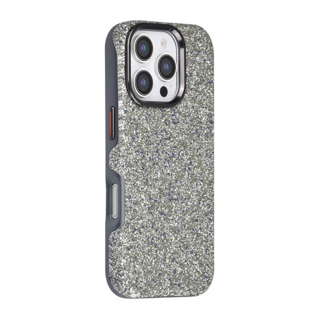 TUNIQ TUNIQ iPhone 16 Pro Backcover hoesje - Glitter Magsafe TPU+PC - Grijs TUNIQ TUNIQ iPhone 16 Pro Backcover hoesje - Glitter Magsafe TPU+PC - Grijs