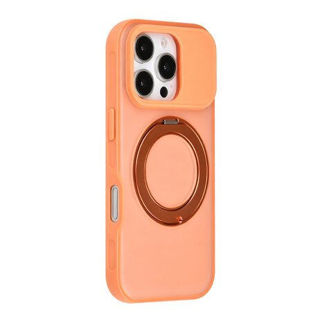 TUNIQ TUNIQ iPhone 16 Pro Back-Cover hul - 360 rotation stand MagSafe - Orange TUNIQ TUNIQ iPhone 16 Pro Back-Cover hul - 360 rotation stand MagSafe - Orange