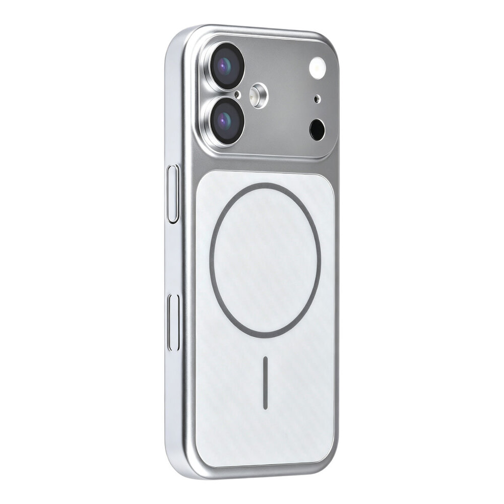 TUNIQ TUNIQ iPhone 16 Back-Cover hul - Magsafe With fiber pattern PC - Silber TUNIQ TUNIQ iPhone 16 Back-Cover hul - Magsafe With fiber pattern PC - Silber